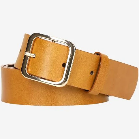 Wojas Women's Leather Belt with Golden Buckle