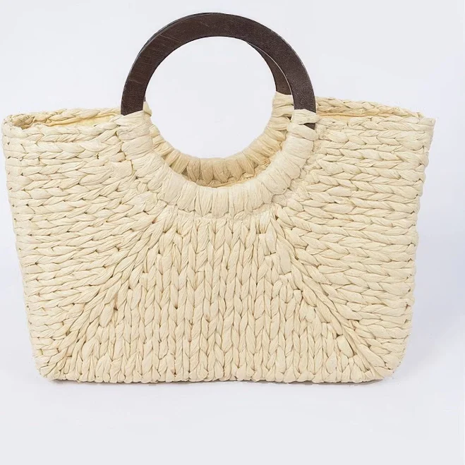 Straw Tote Bag with Round Handle