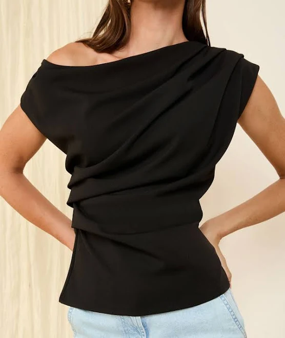 Friends Like These Off The Shoulder Draped Top