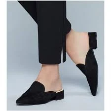 Cole Haan Black Suede Pointed Toe Mule Flats Slip On Shoes Women's Size 9