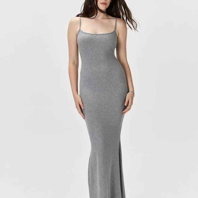 Quince Women's Tencel Rib Knit Body-Hugging Fit Maxi Slip Dress