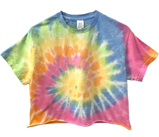 Pastel Tie-Dye Short Sleeve Unisex Cropped Tee, Hand Dyed 4X-Large / Pastel Rainbow