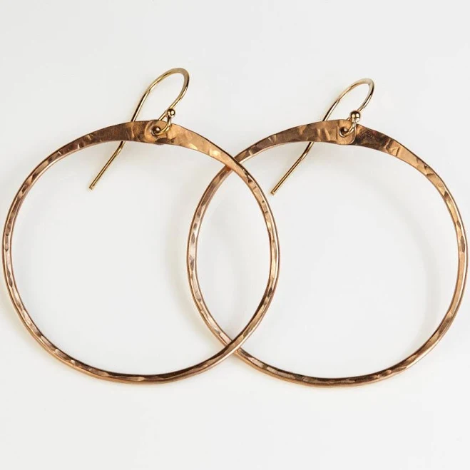 Hammered Bronze Hoop Earrings