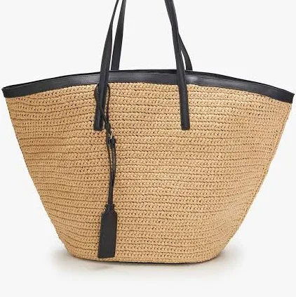 MO&Co. Women's Large Woven Straw Tote