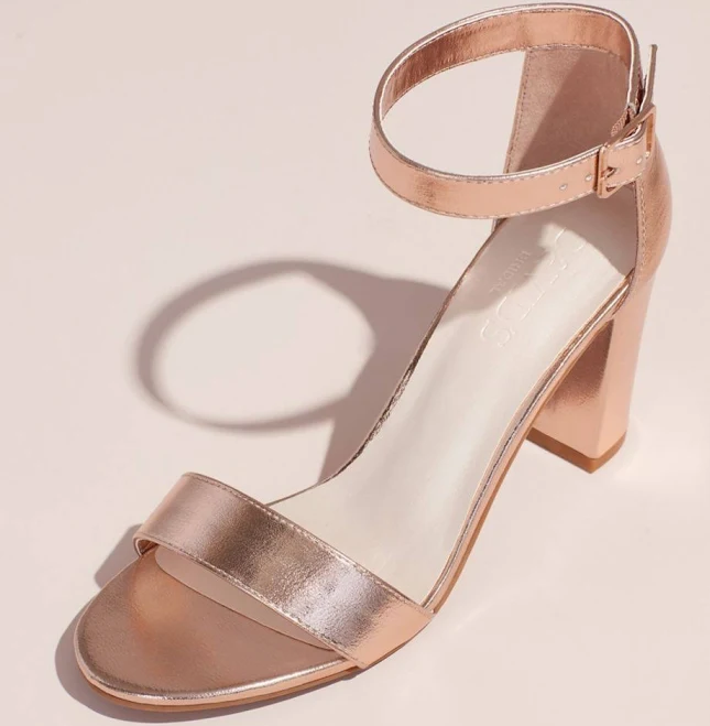 David's Bridal Block Heel Ankle Strap Sandal