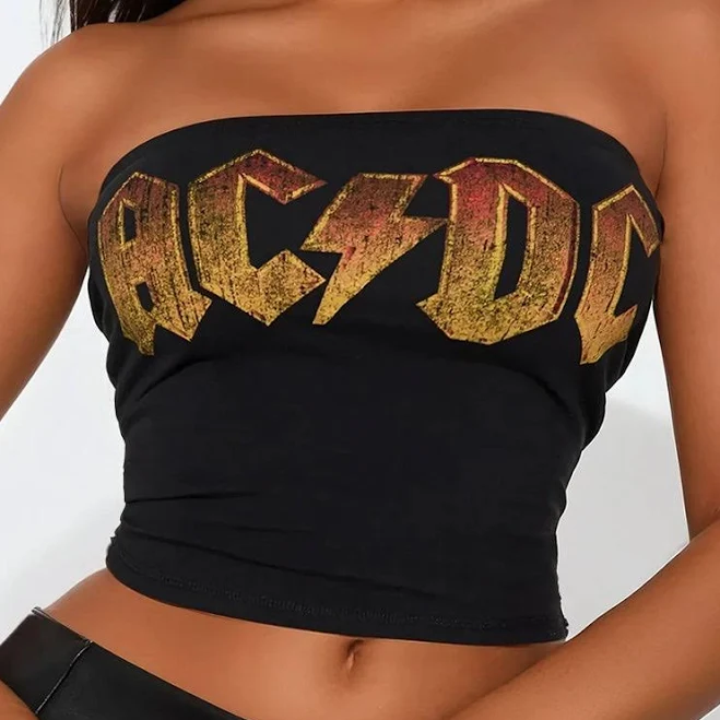 Fashion Nova Strapless Cropped Graphic Tube Top