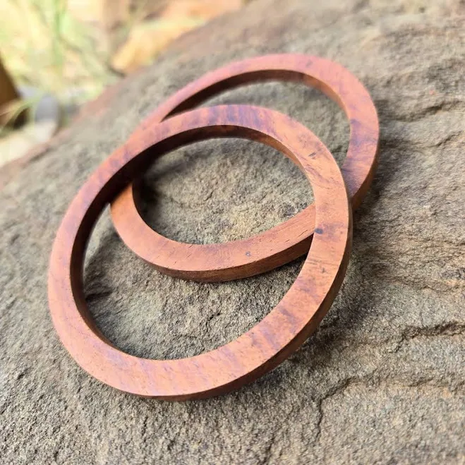 Simple Nature Girl Wooden Bangle Stacked Bracelet