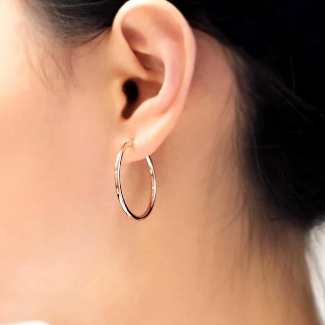 14K Gold Plated Stainless Steel Thin Hoop Earrings