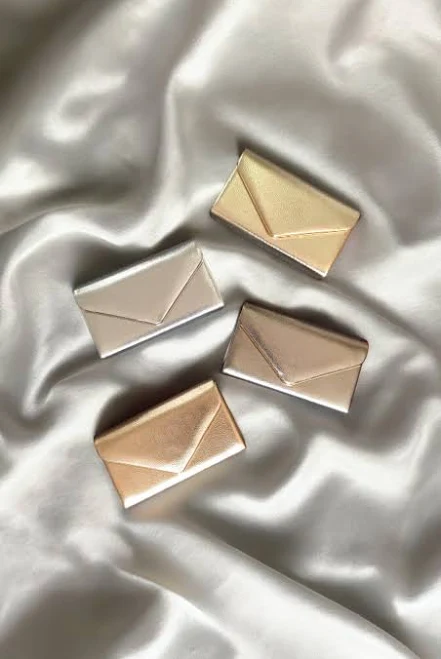 Metallic Faux Leather Envelope Clutch