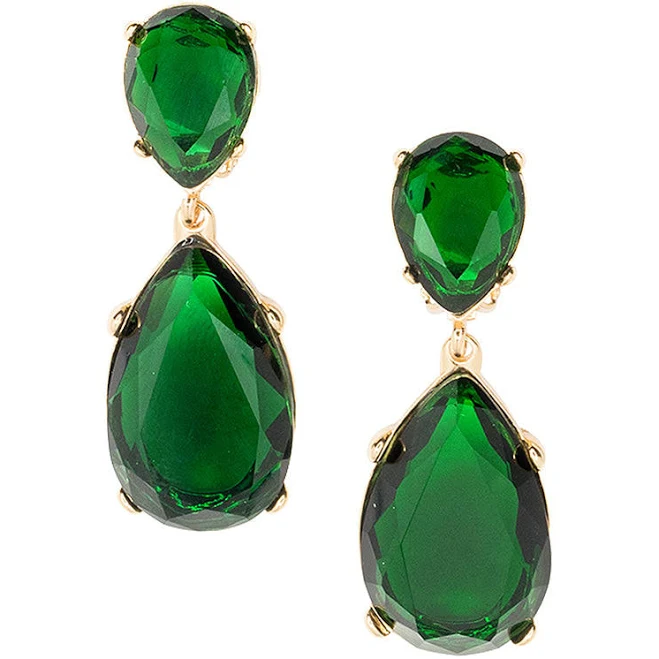 Kenneth Jay Lane Emerald Teardrop Clip Earrings