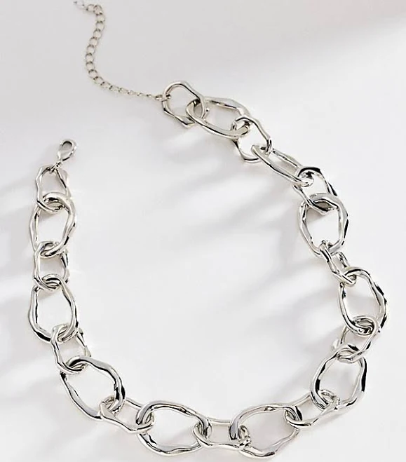 Anthropologie Chunky Hammered Chain Necklace