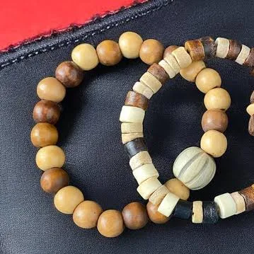 Boho Stackable Wooden Beaded Bracelet Set