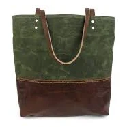Urban Tote in Olive Green Waxed Canvas and Distressed Leather