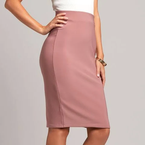 High-Waisted Bodycon Midi Skirt with Back Slit