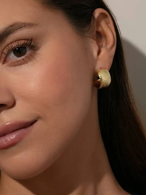 Uncommon James Ribbed Statement Hoop Earrings in Gold
