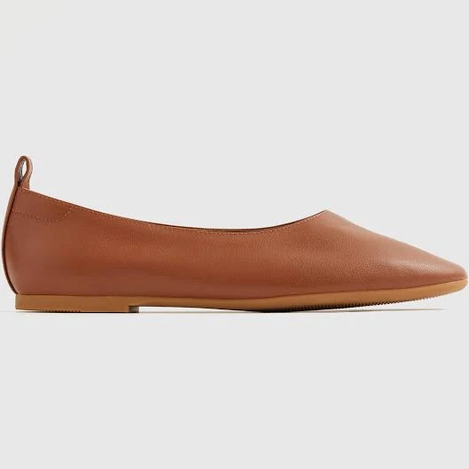 Italian Leather Glove Ballet Flats in Cognac