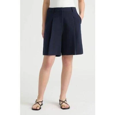 NVLT Pleated Front Bermuda Shorts in Navy at Nordstrom Rack, Size X-Large