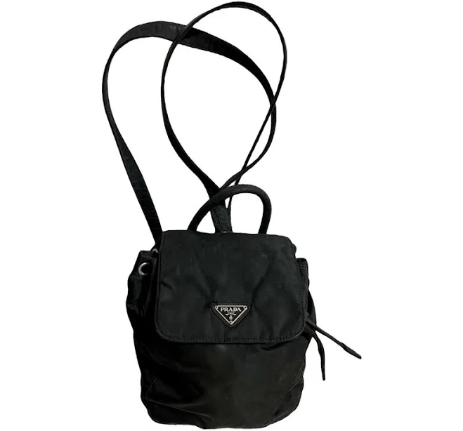 Prada Black Nylon Mini Backpack With Silver-Tone Hardware