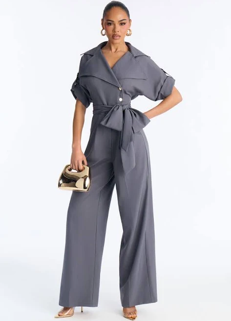 Fashion Nova Cynthia Cinched Waist Wide Leg Jumpsuit