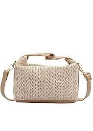 Woven Straw Crossbody Bag β & Style β Beige with Leather Strap