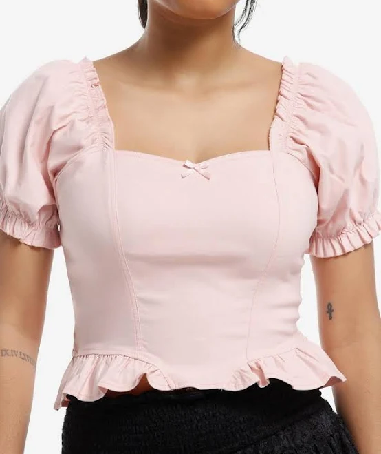 Sweet Society Girls Puff Sleeve Crop Top