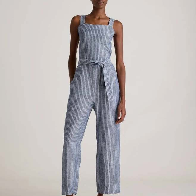 Quince Women's European Linen Square Neck Jumpsuit