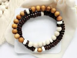 Rustic Style Wood Bracelet Stack, Natural Wood Essential Oil Beads, Newly Wed or Engagement Couple Gift, Australian Made Boho Jewellery Gift