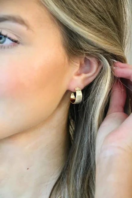 14K Gold Plated Sterling Silver Etched Hoop Earrings