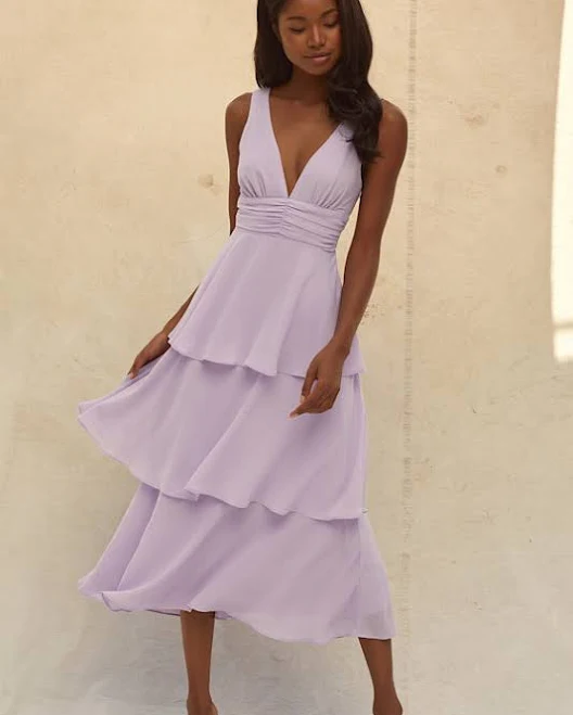 Lulus Sleeveless Tiered Midi Dress