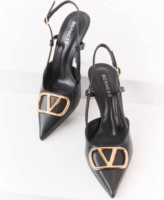 Pointed Toe Stiletto Faux Leather Heels