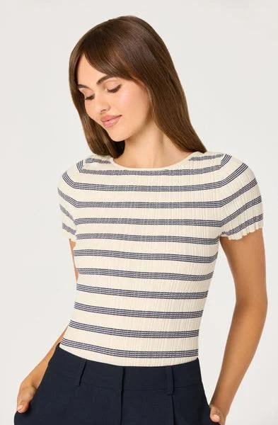 Astr The Label Nikola Striped Ribbed Sweater Top