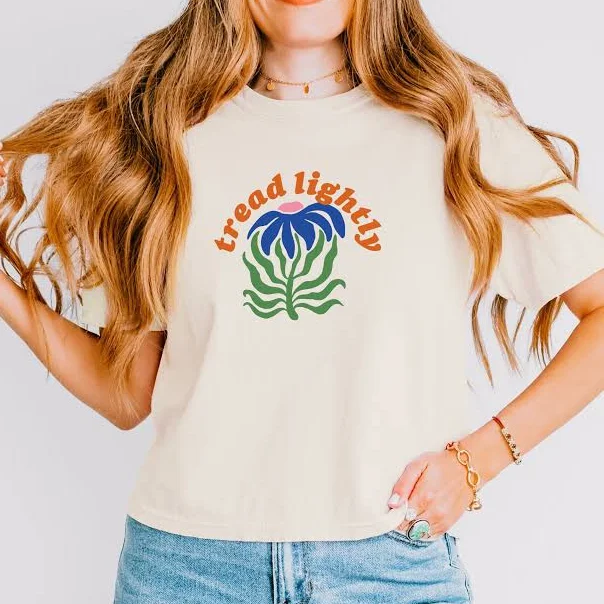 Abstract Flower Nature Boxy Crop Top