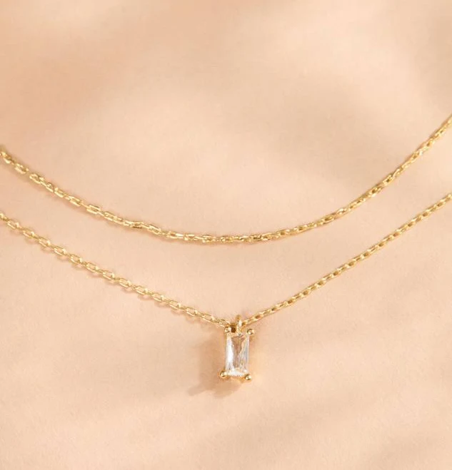 18K Gold Dainty Layered Charm Necklace