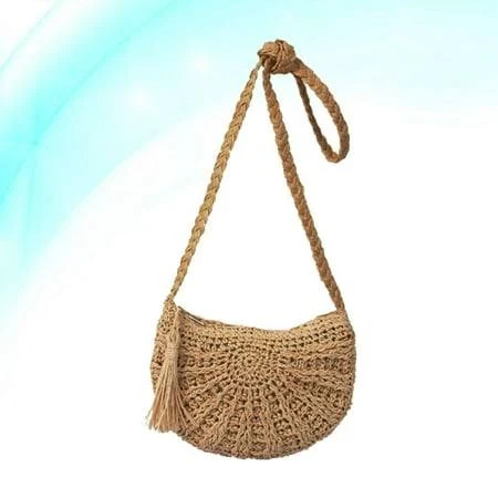 Lululion Women's Tassel Straw Woven Crossbody Bag