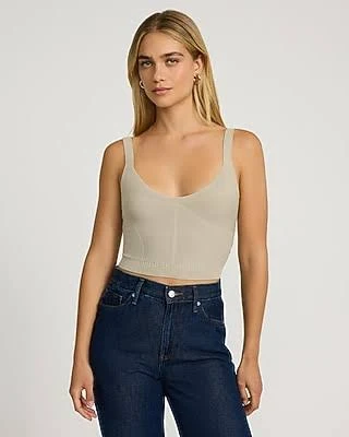 Express Women's Fitted Ribbed Scoop Neck Sweater Tank Top