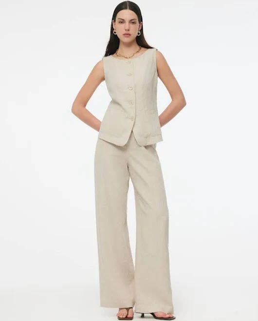 GOELIA Linen Vest and Pants Two-Piece Set