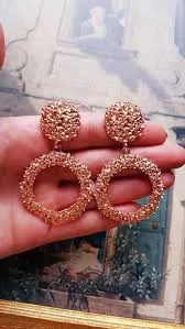 Rose Gold Geometric Drop Earrings: Art Deco Statement Jewelry