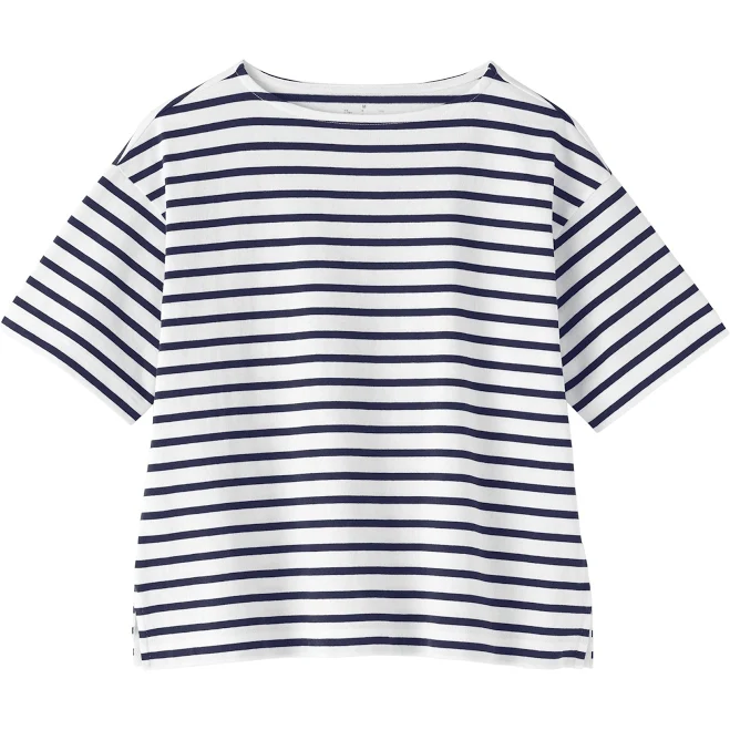 Cotton Jersey Boatneck T-Shirt