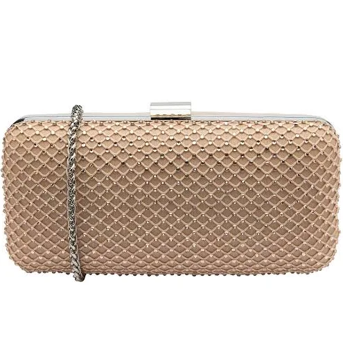 Lotus Nude Clutch Bag with Chain