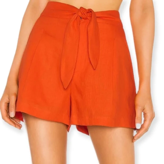 Joie High Waist Linen Paperbag Shorts with Pockets