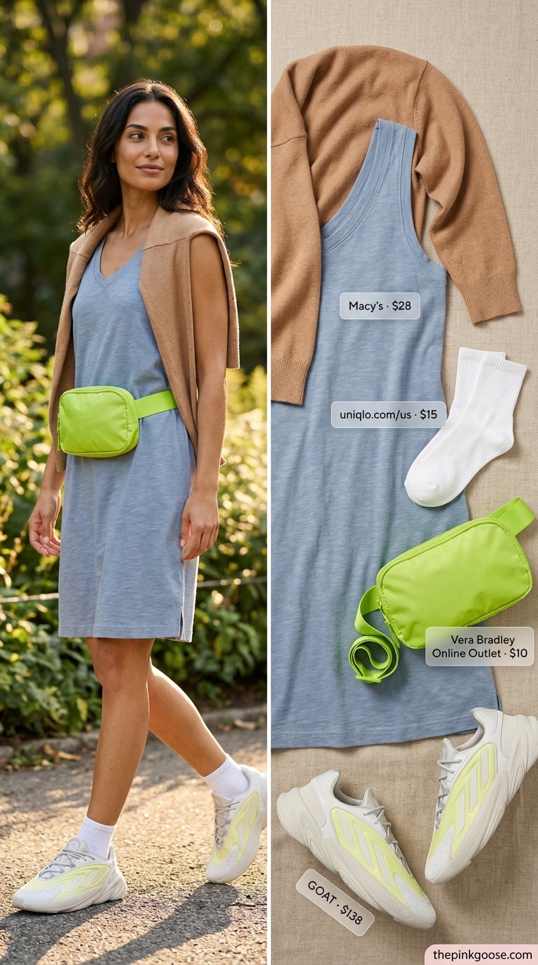 Comfortable heather grey A-line sleeveless dress for women 2026, perfect for casual weekends and errands.