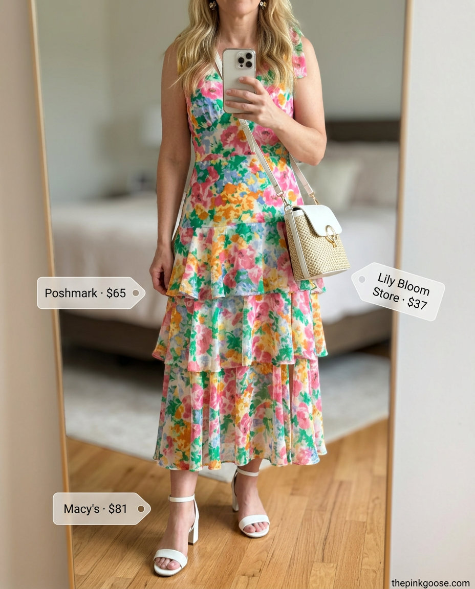 Romantic pastel floral belted dress for women 2026, ideal for garden parties and summer weddings.