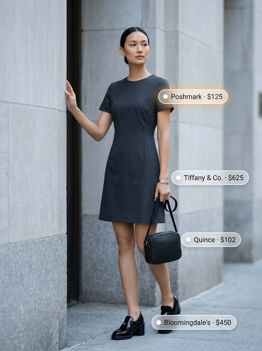 Chic charcoal grey shift summer cap sleeve dress 2026 with leather loafers and crossbody bag.