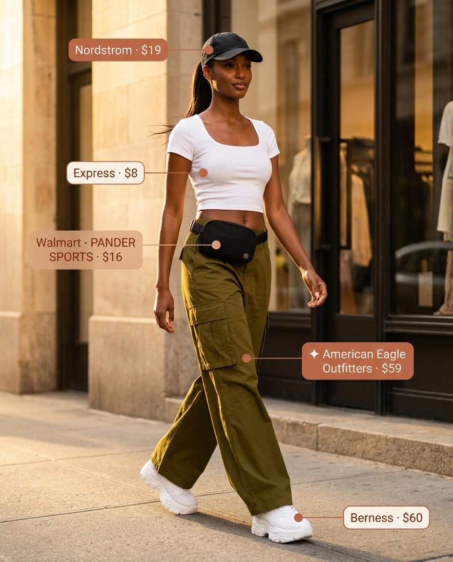 Urban explorer style with olive green summer low-waist trousers for women 2026, ideal for city adventures.
