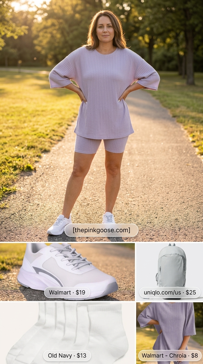 Lavender ribbed knit matching set co-ord outfits for women 2026 for errands. Comfortable style.