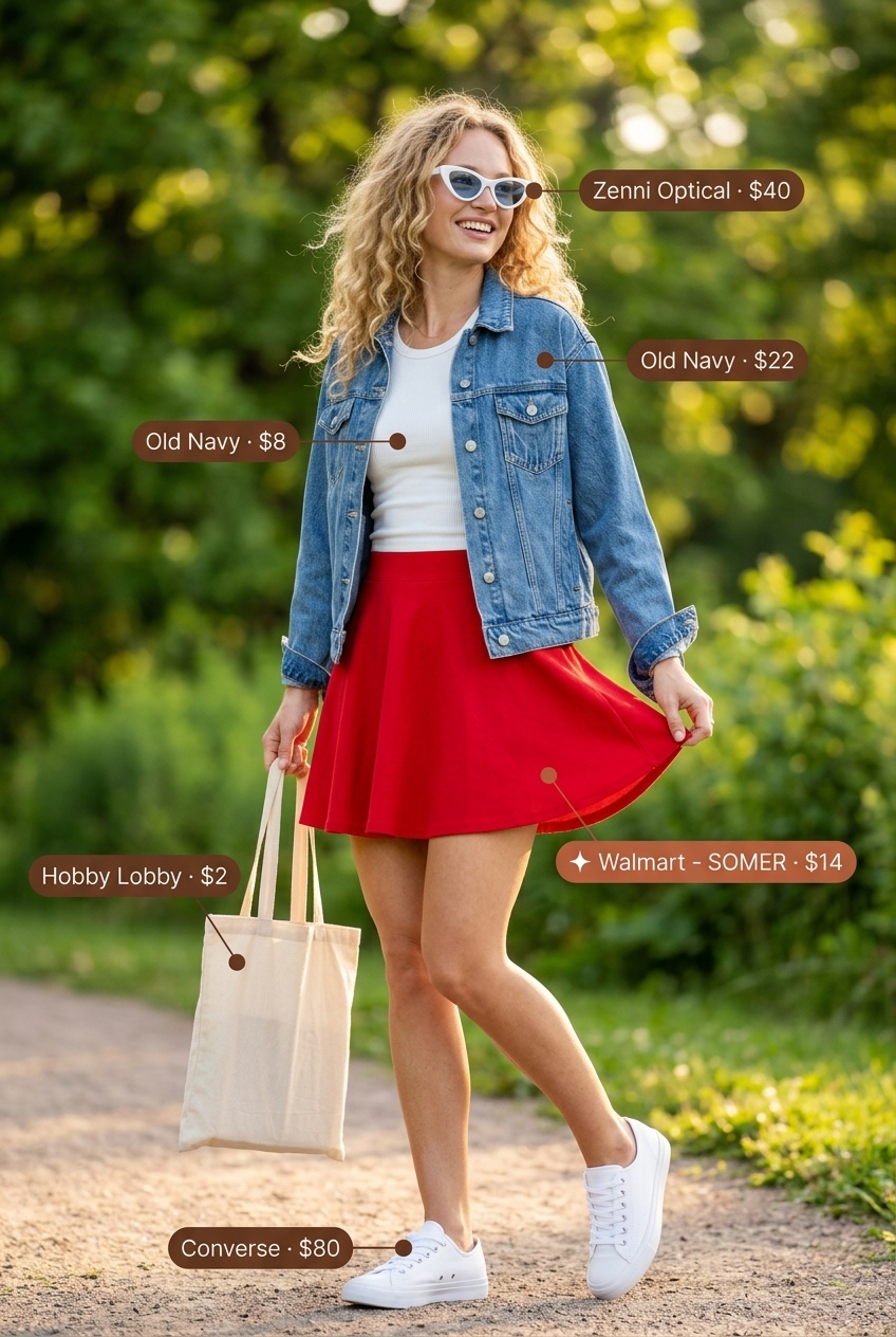 Playful Picnic Ready skirt outfit with white sneakers for summer outfits 2026. Youthful, sweet look for casual dates.