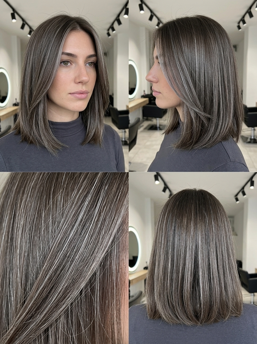 short undercut textured layers ash brown with silver babylights for edgy look