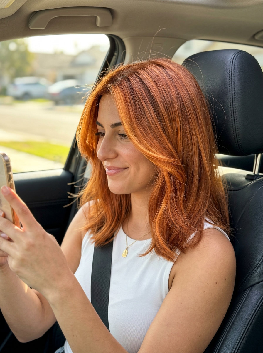 long shag copper penny balayage with amber highlights for summer 2026