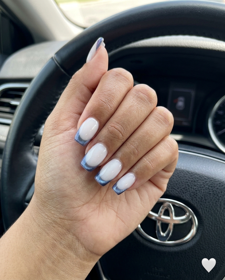 Milky cat-eye French manicure summer 2026 for mysterious date night looks.