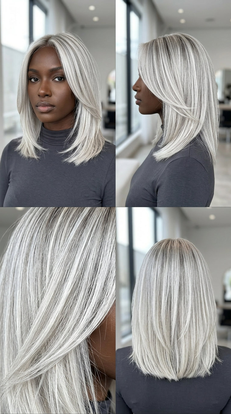 Icy Platinum Blonde Highlights 2026 very short icy platinum blonde highlights with cool silver undertones, micro-fine babylights for edgy cool